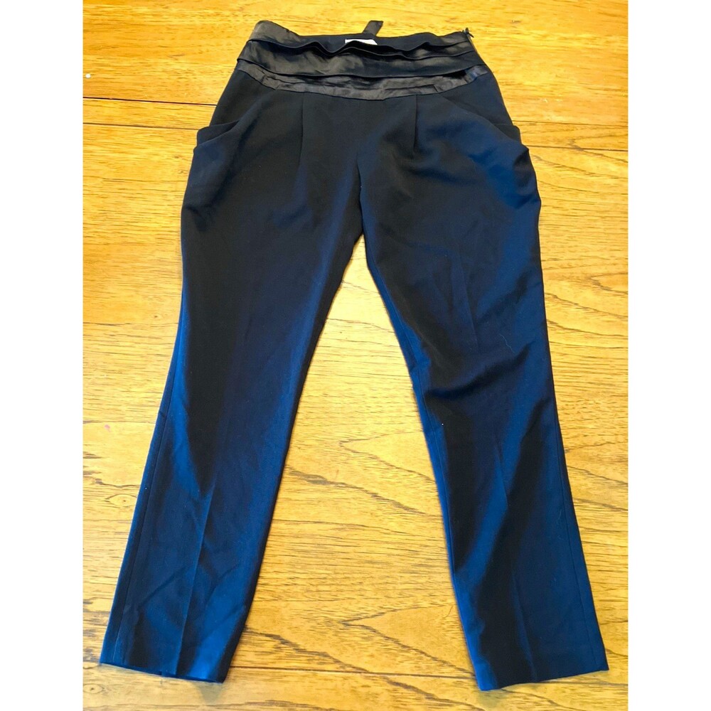 Rovanna Men’s Black Solid Dress Pants Size S Regular Polyester Rayon Spandex